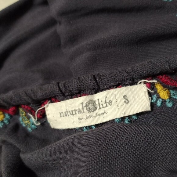 Natural Life Blue Embroidered Relaxed Fit Mini Spaghetti Strap Dress Size S - Picture 10 of 12